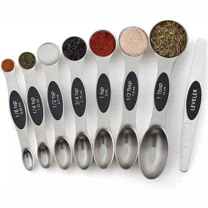 8-Piece: Stainless Steel Magnetic Measuring Spoons Set Silver __stock:500 Kitchen & Dining refund_fee:800