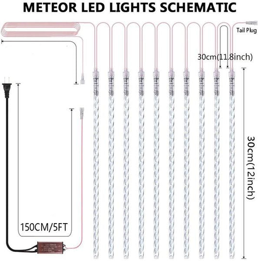 8-Pieces: Waterproof LED Meteor Shower Rain Lights __stock:500 refund_fee:800 show-color-swatches String & Fairy Lights Warranty