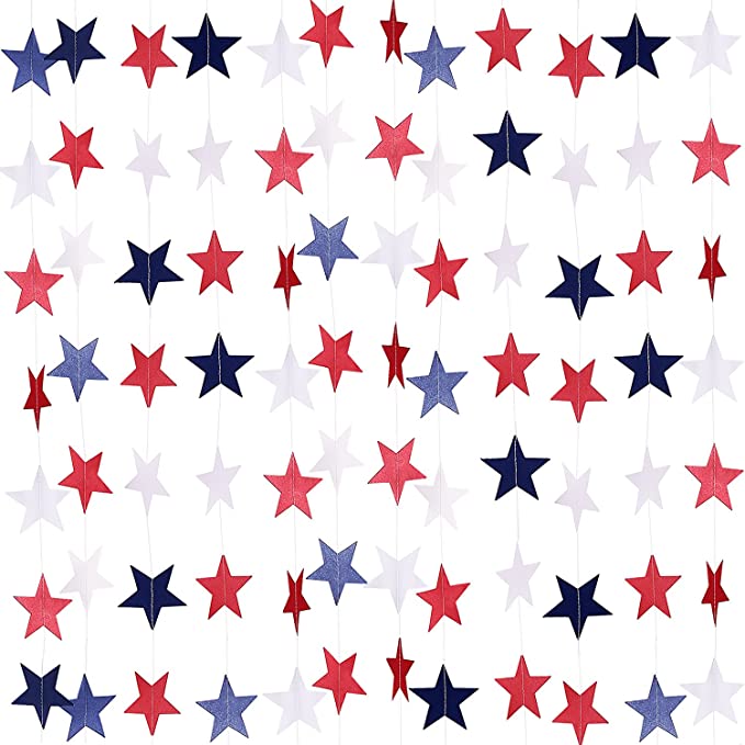 8 Strands Patriotic Star Streamers Banner Garland __stock:200 Holiday Decor & Apparel refund_fee:800