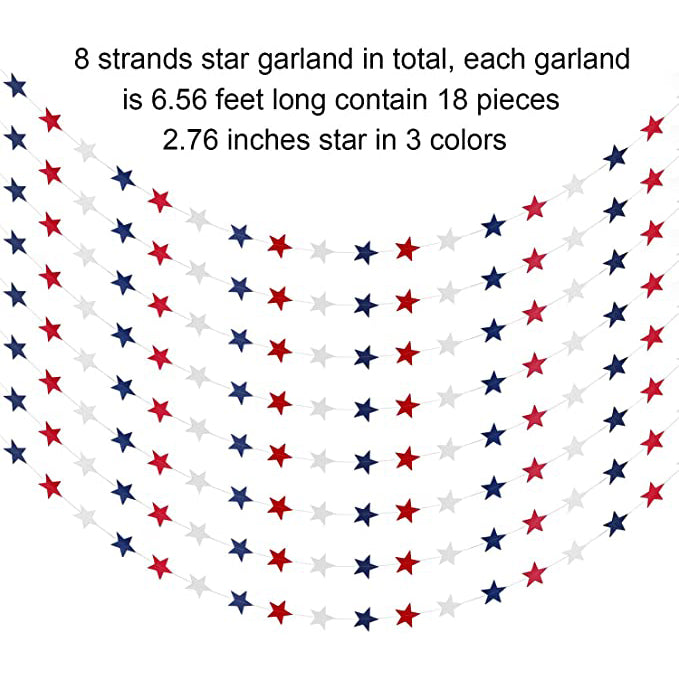 8 Strands Patriotic Star Streamers Banner Garland __stock:200 Holiday Decor & Apparel refund_fee:800