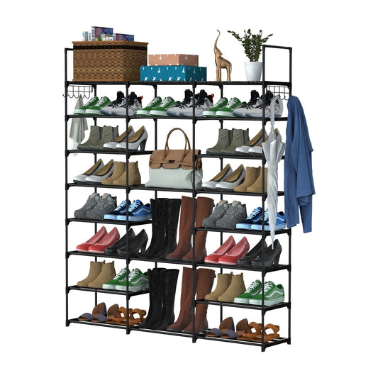 8-Tier Shoe Rack Metal Shoe Storage Shelf 3-Row __stock:50 Closet & Storage refund_fee:1800