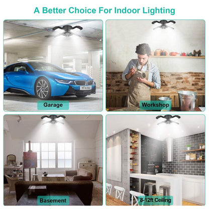 80W Deformable LED Garage Ceiling Lights with 4 Adjustable Panels Indoor Lighting refund_fee:1200 Warranty