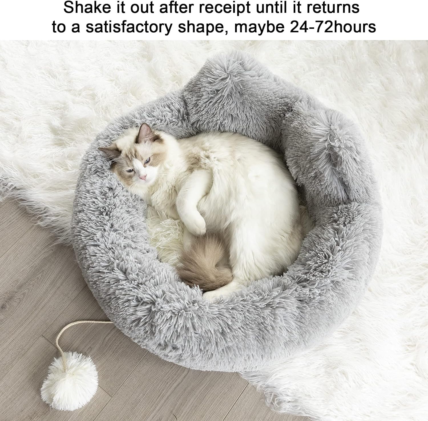 Cat Bed for Indoor Cats, Calming Dog Bed for Small Dogs, anti Anxiety Dog Bed Soft Fluffy Warm and Cozy to Improved Sleep, Machine Washable Grey, Large Beds Beds & Furniture Cats Pet Supplies