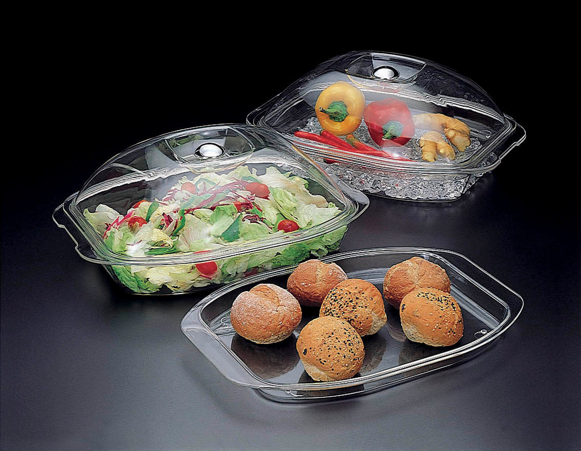 Rectangle 3-In-1 Bowl & Tray W/ Dome