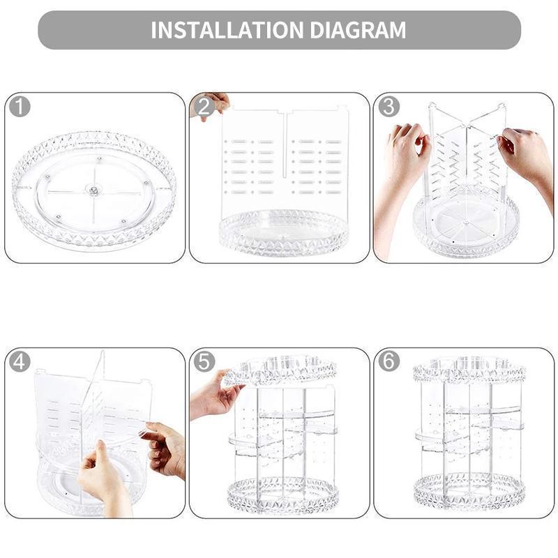 360° Rotating Crystal Cosmetic Storage Box Closet & Storage storage