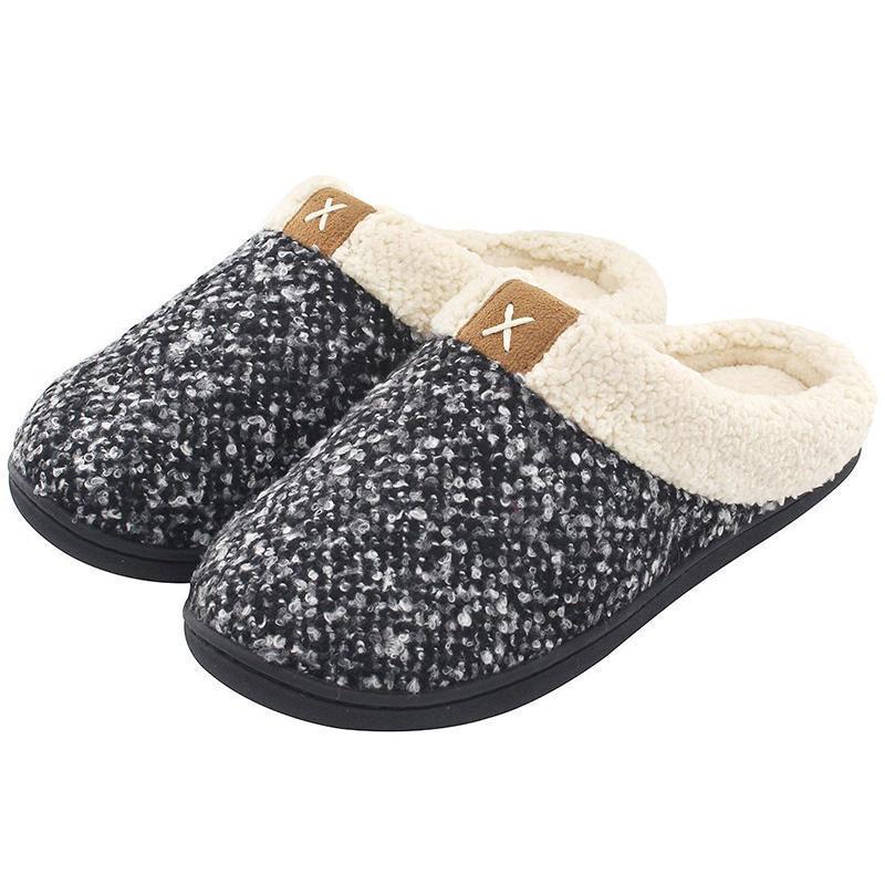 Women's Cozy Memory Foam Slippers space black Bedding slippers