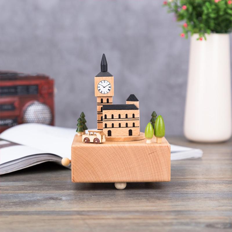 Wooden Music Box Big Ben Bedding decoration gifts