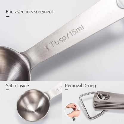 9-Piece Set: Stainless Steel Measuring Spoons for Dry and Wet Ingredients __stock:300 Kitchen & Dining refund_fee:800