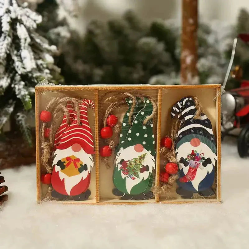 9-Pieces: Festive Christmas Wooden Hanging Box B __stock:200 Holiday Decor & Apparel refund_fee:800