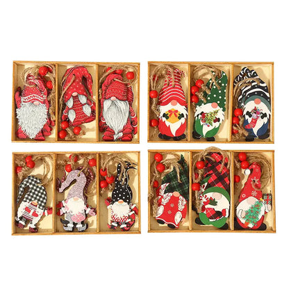 9-Pieces: Festive Christmas Wooden Hanging Box __stock:200 Holiday Decor & Apparel refund_fee:800