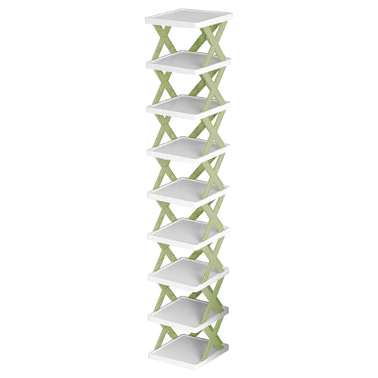 9-Tier Narrow Entryway Shoe Rack Plastic Vertical Shoe Organizer Green __stock:50 Closet & Storage refund_fee:1200