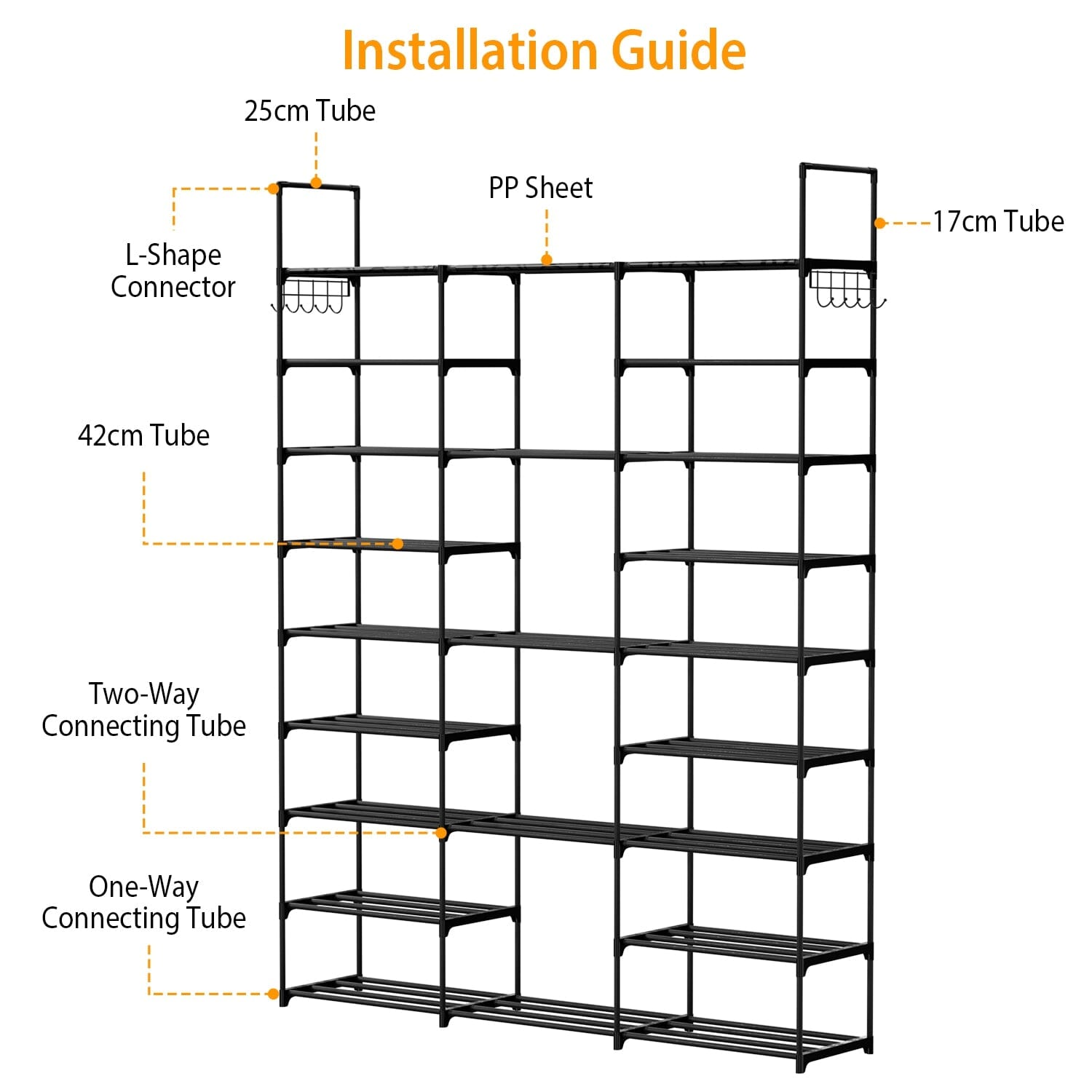 9-Tier: Shoe Rack Metal Storage __stock:50 Closet & Storage refund_fee:1800