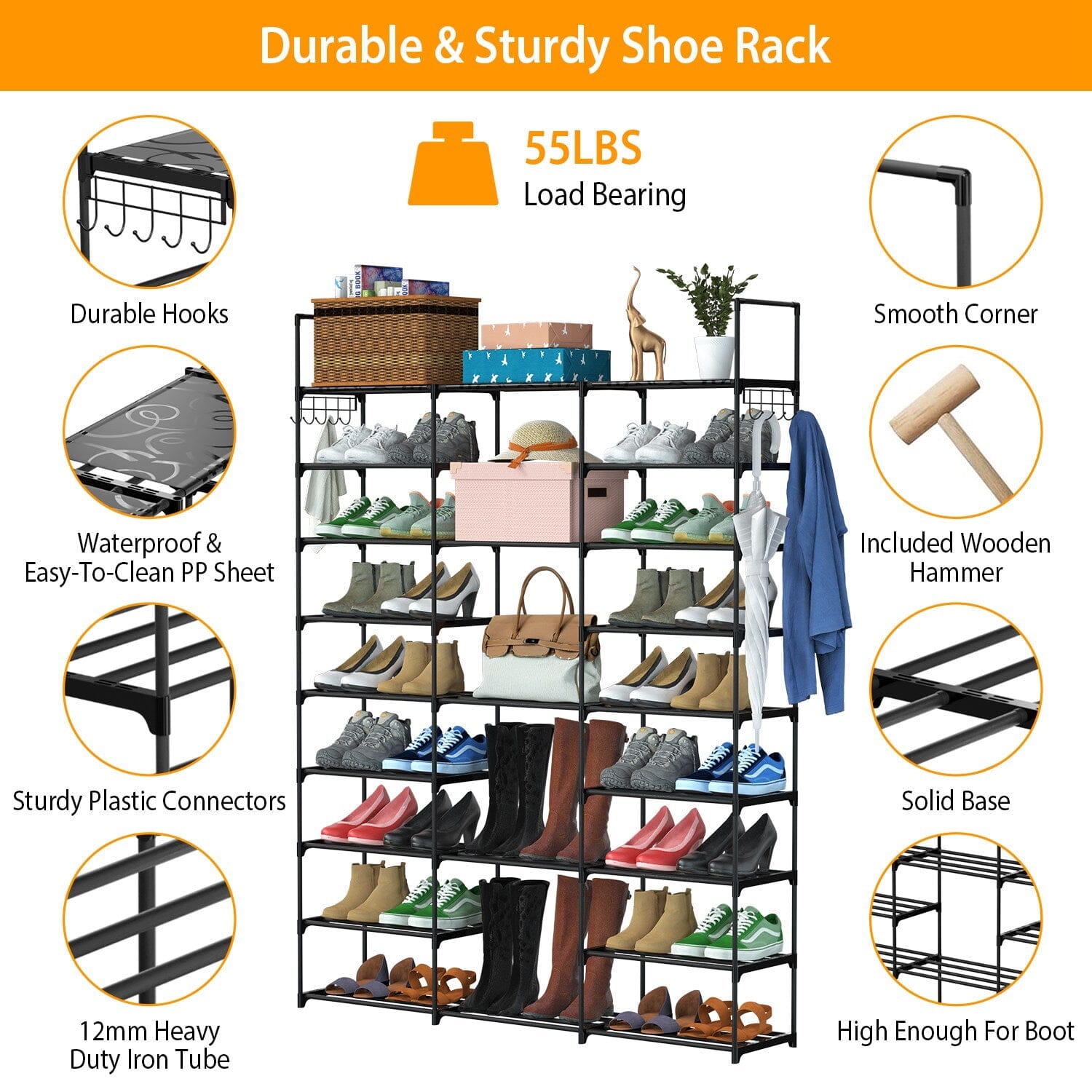 9-Tier: Shoe Rack Metal Storage __stock:50 Closet & Storage refund_fee:1800