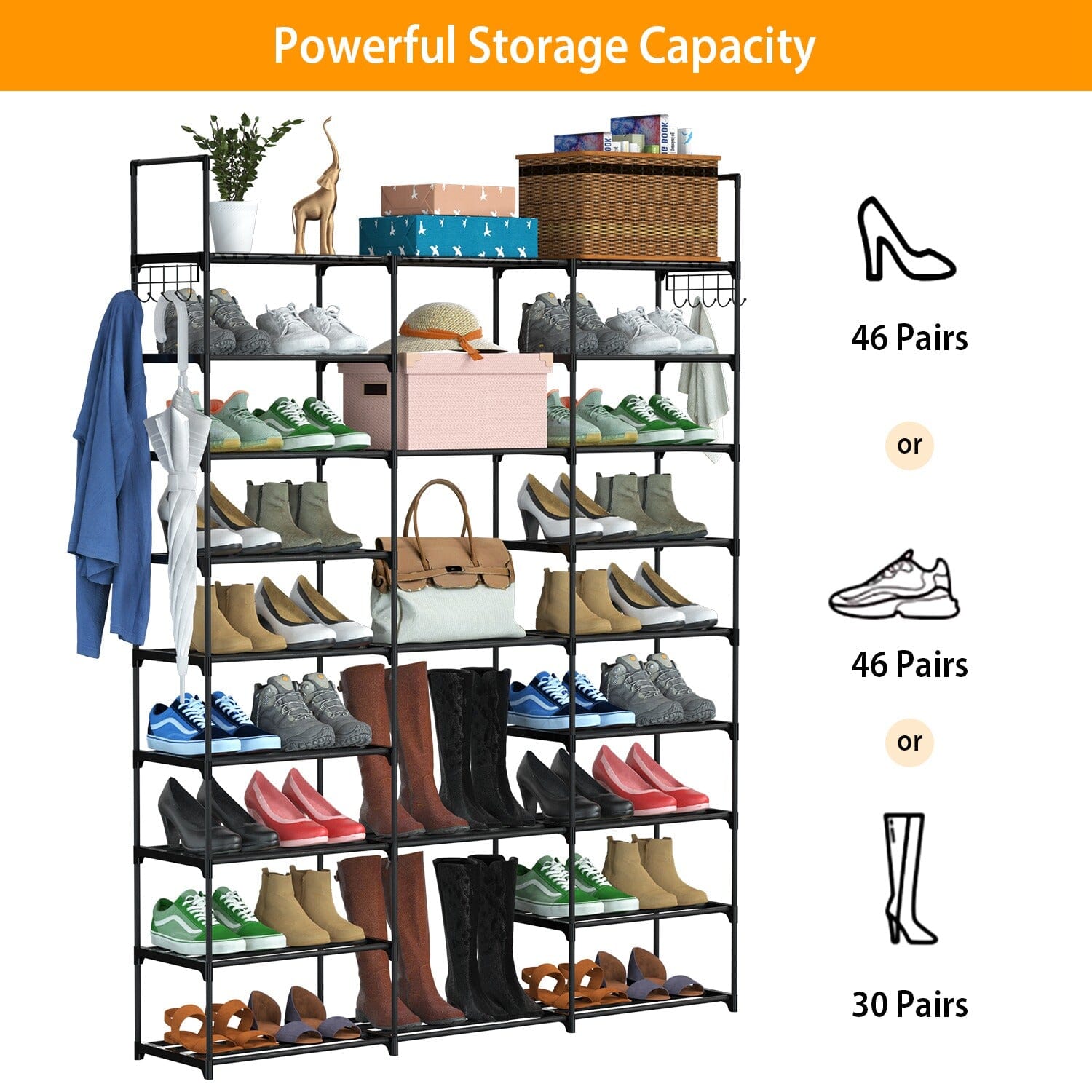 9-Tier: Shoe Rack Metal Storage __stock:50 Closet & Storage refund_fee:1800