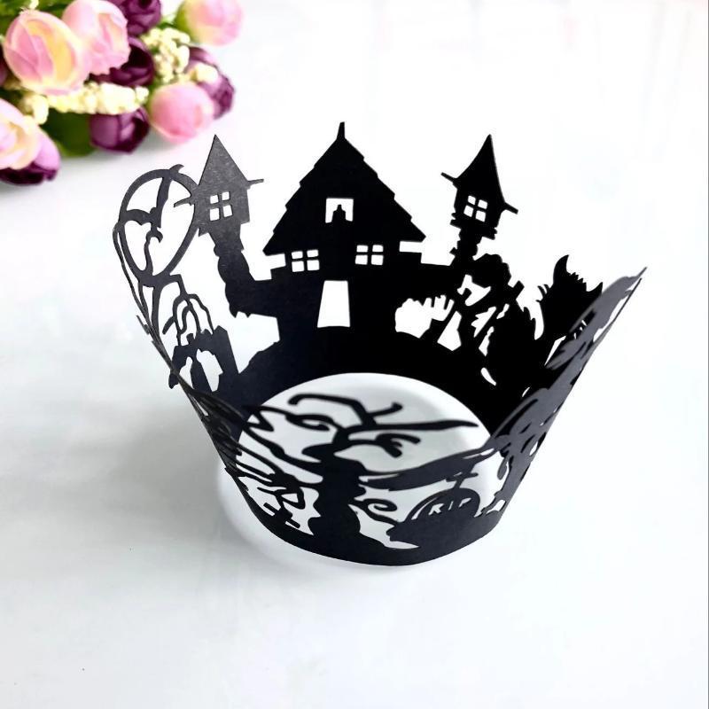 Halloween Decoration Cupcake Wrappers Party Accessories, 50 PCs CASTLE Garden & Patio kitchen