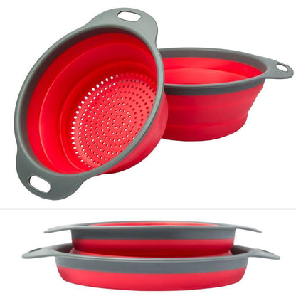 Round Foldable Drain Basket red kitchen Kitchen & Dining