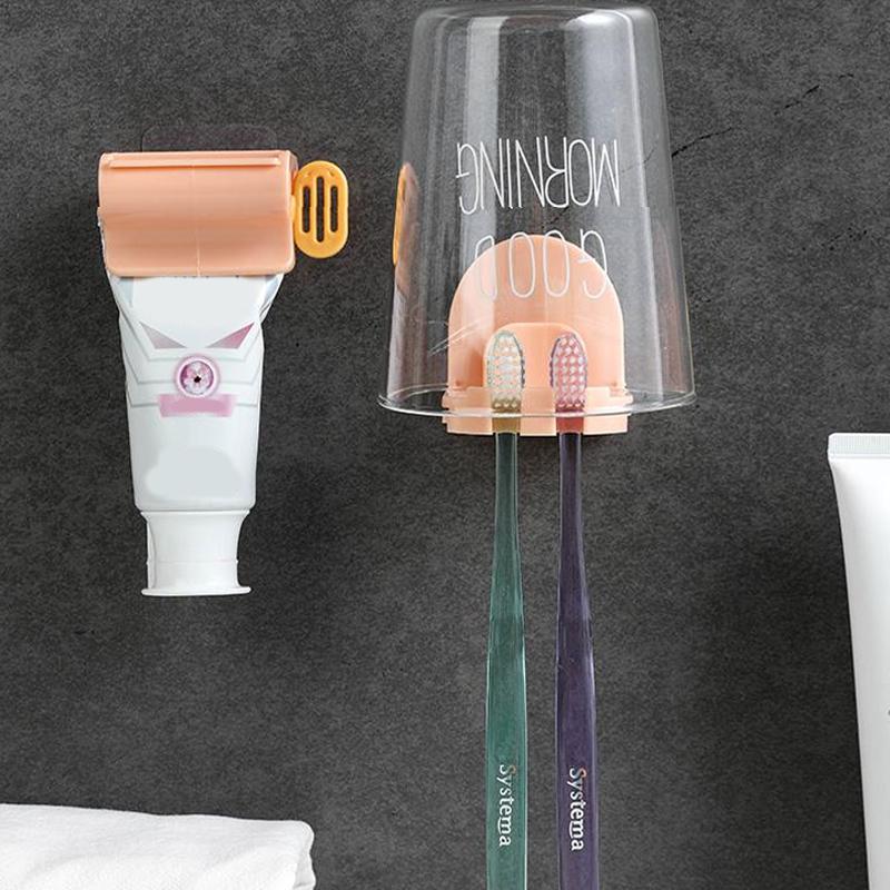 Toothpaste and Toothbrush Holder Set pink bathroom