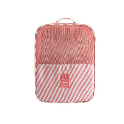 Travel Shoe Bags, Foldable Waterproof Shoe Pouches Organizer PINK STRIPE Closet & Storage storage