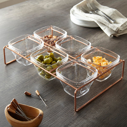 Tapas Serving Bowls W/ Metal Stand Featured