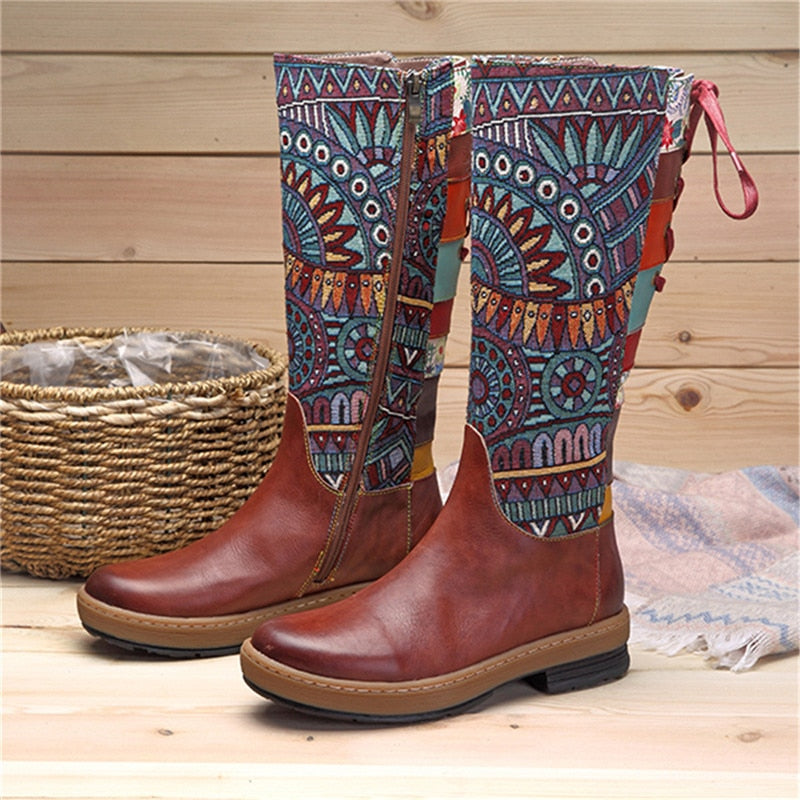 Tribal Bohemian Calf Boots