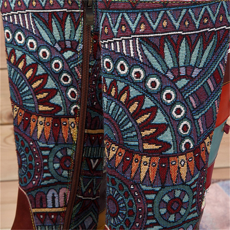 Tribal Bohemian Calf Boots