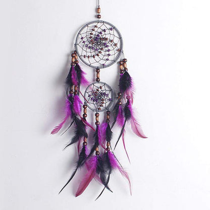 Two-ring Purple Feather Dream Catcher