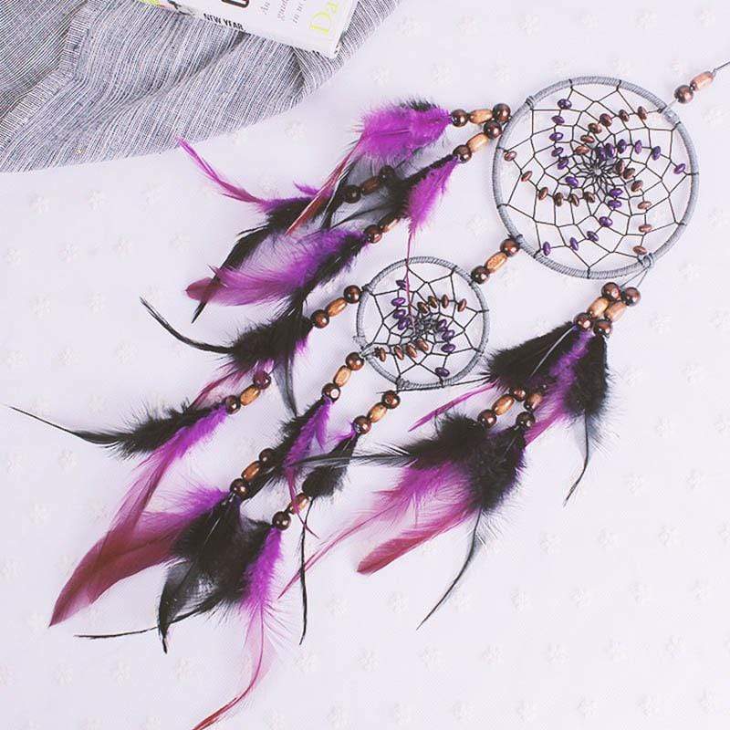 Two-ring Purple Feather Dream Catcher