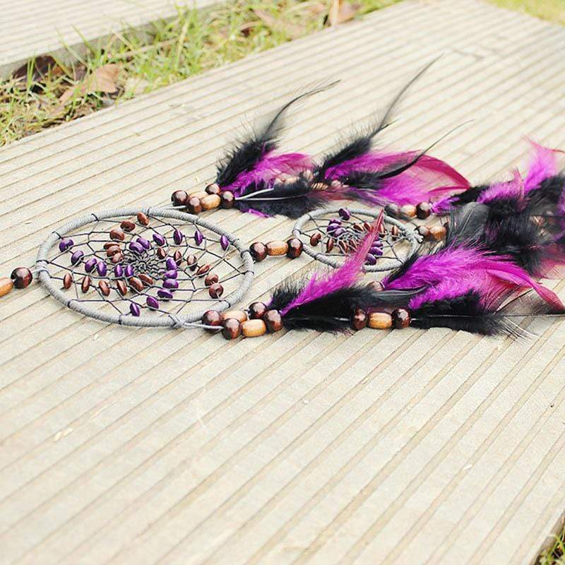 Two-ring Purple Feather Dream Catcher