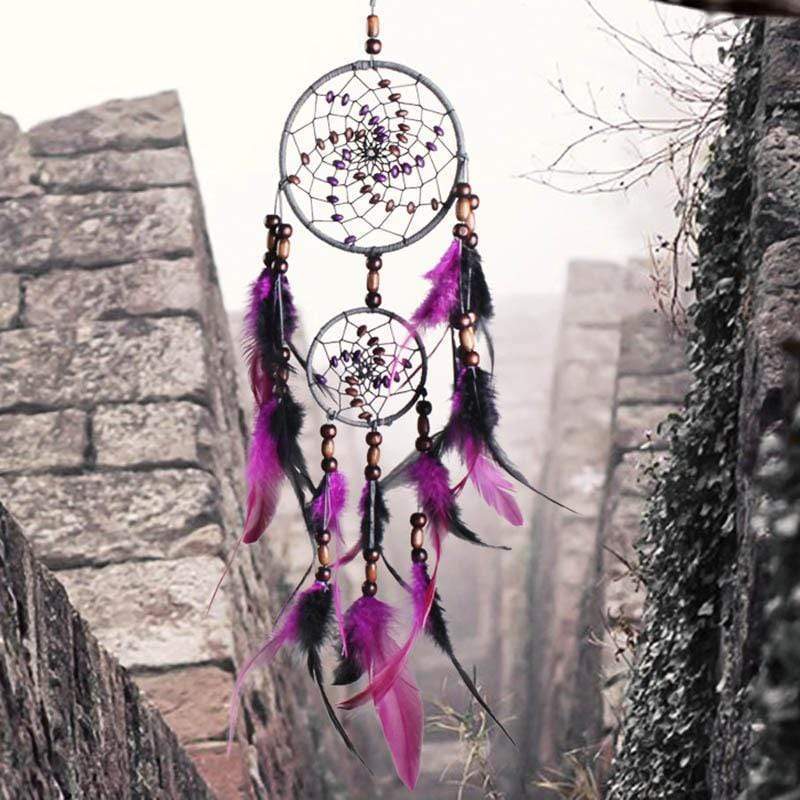 Two-ring Purple Feather Dream Catcher