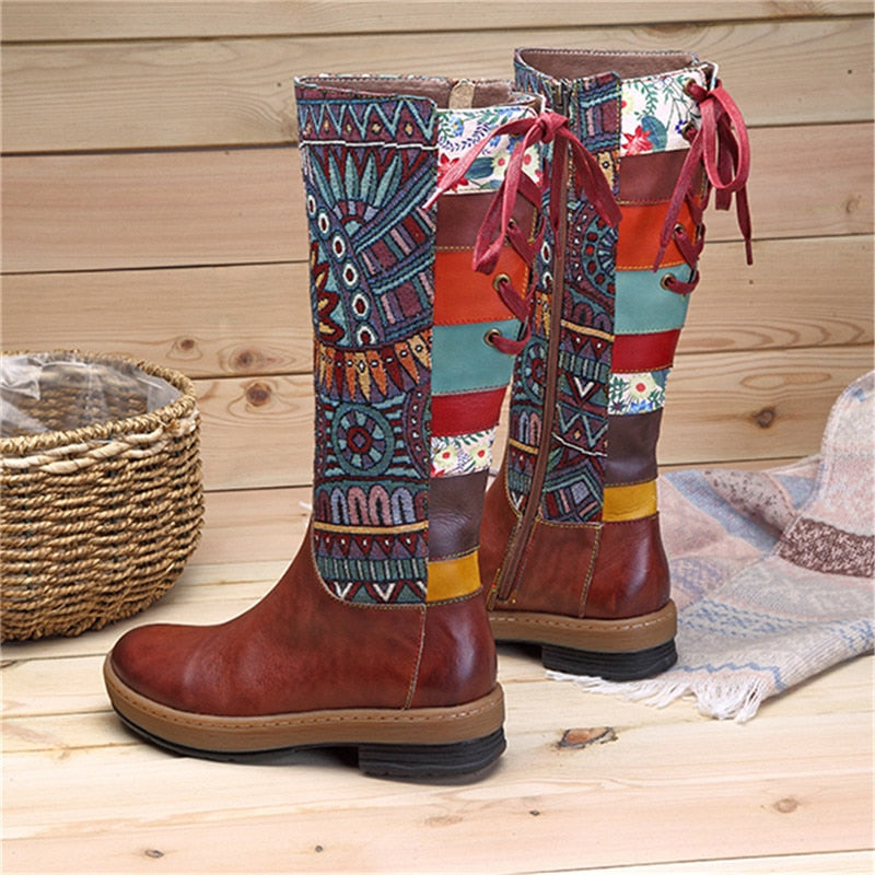 Tribal Bohemian Calf Boots