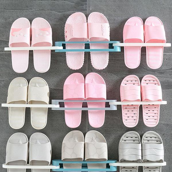 Wall Mounted Folding Slippers Rack Bedding storage