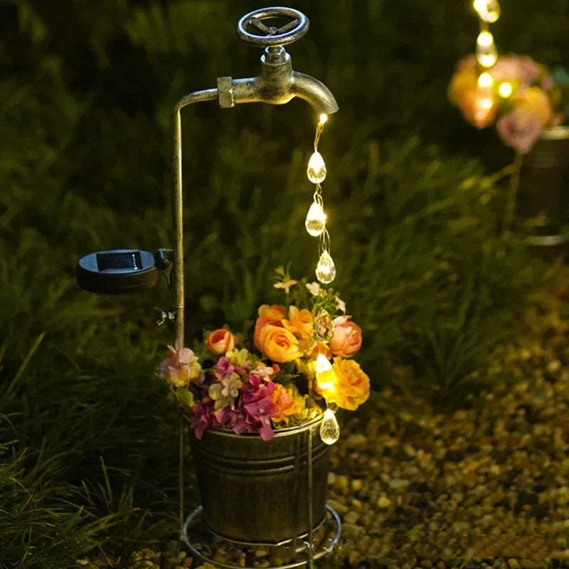 Solar Faucet Dripping Water Light