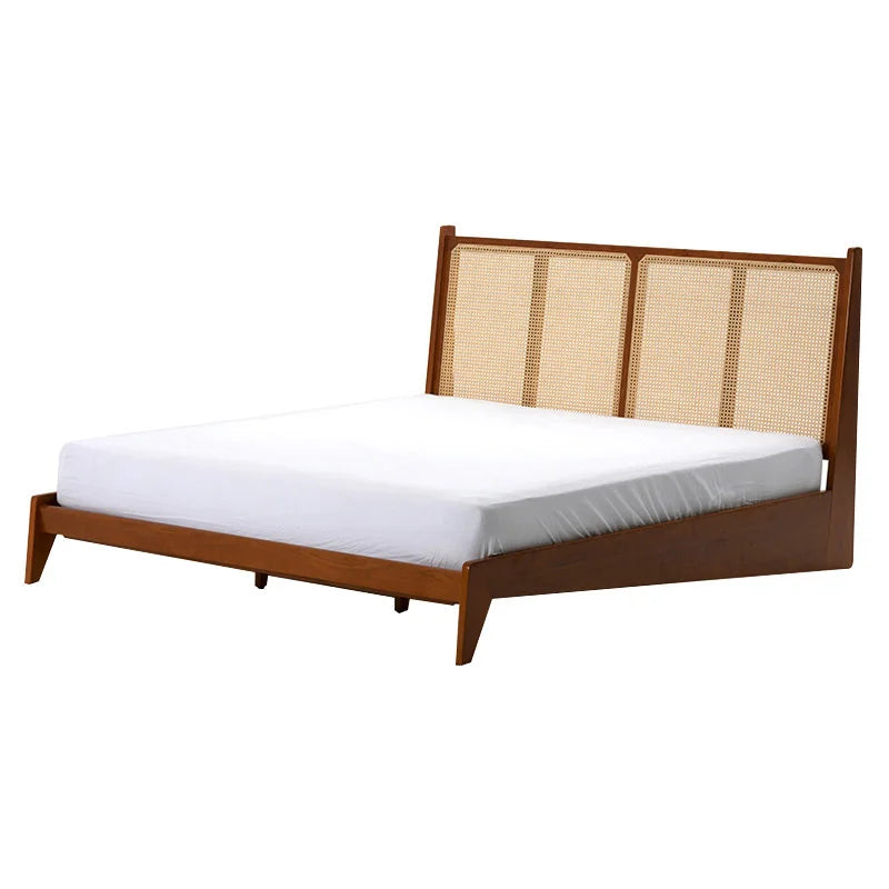 Vine Boho Noir Solid Wood & Rattan Bed Frame