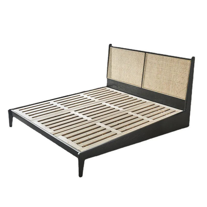 Vine Boho Noir Solid Wood & Rattan Bed Frame