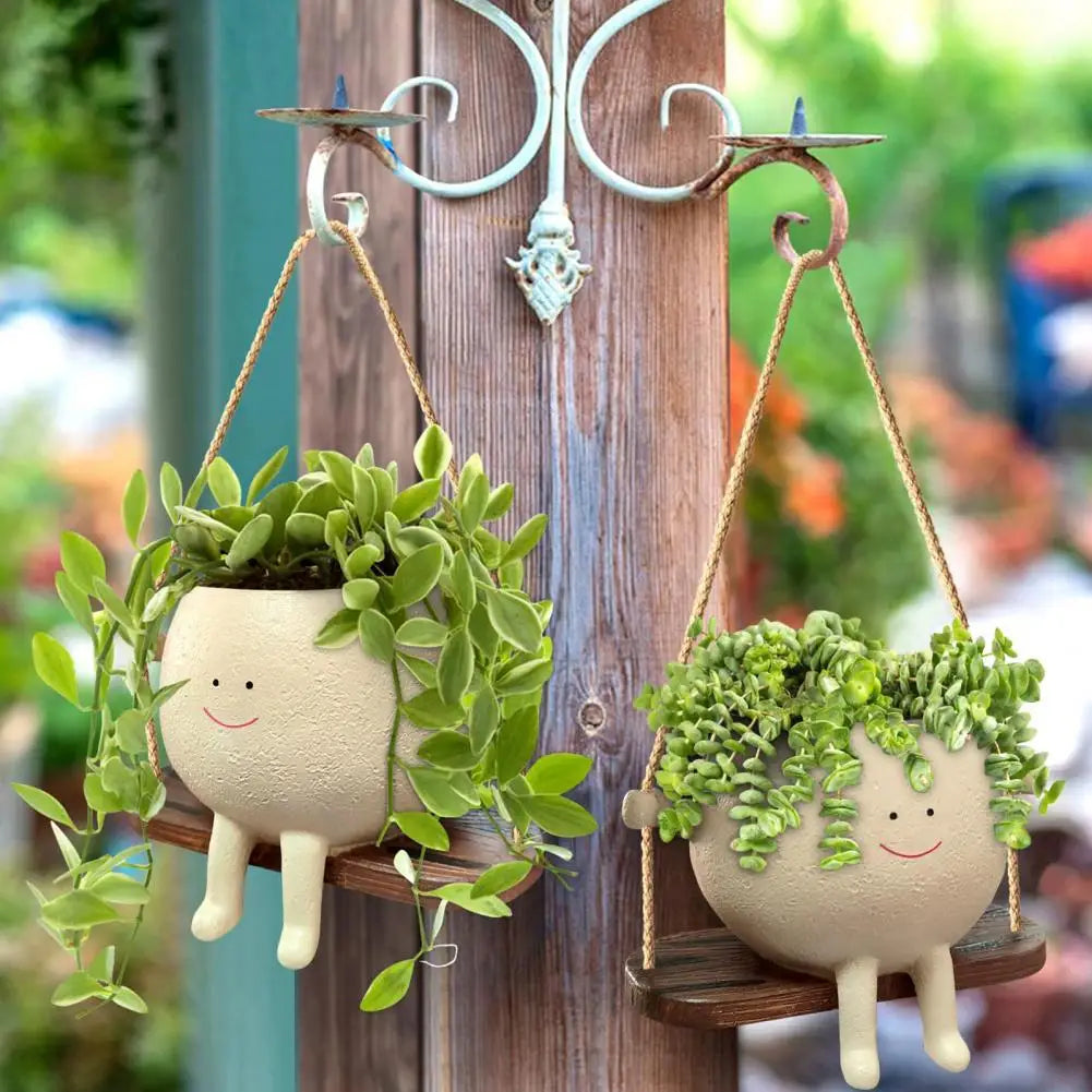 Swing Smiling Face Flower Pot