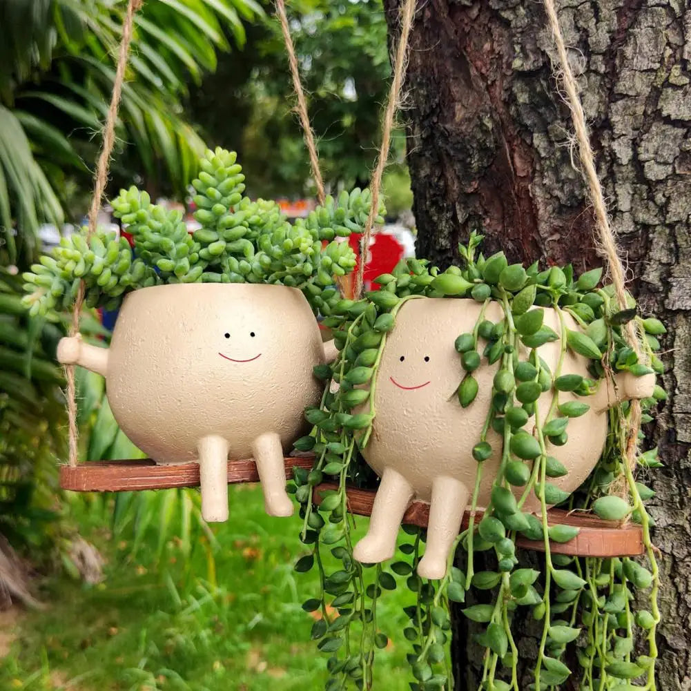 Swing Smiling Face Flower Pot