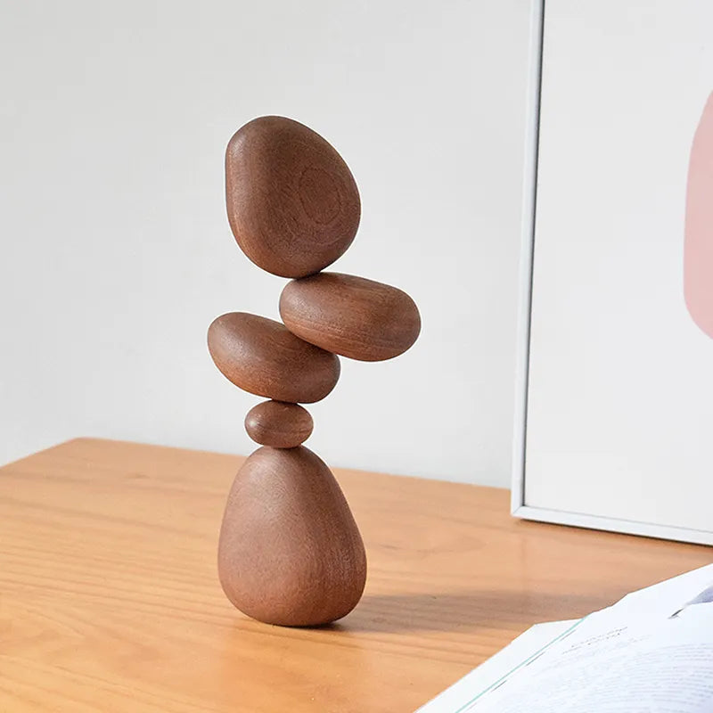 Zen Wood Stone Shape Decor