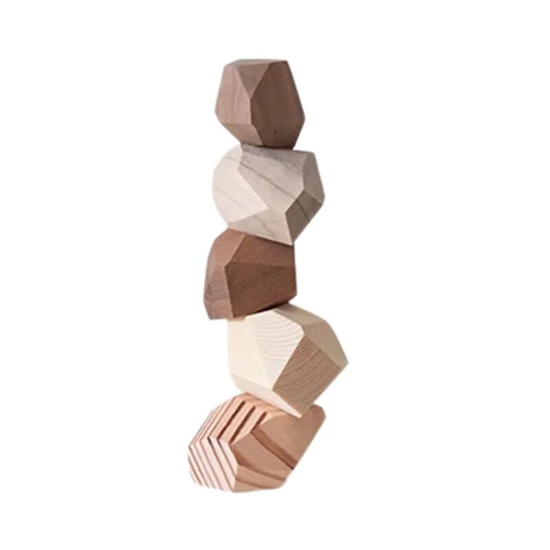 Zen Wood Stone Shape Decor