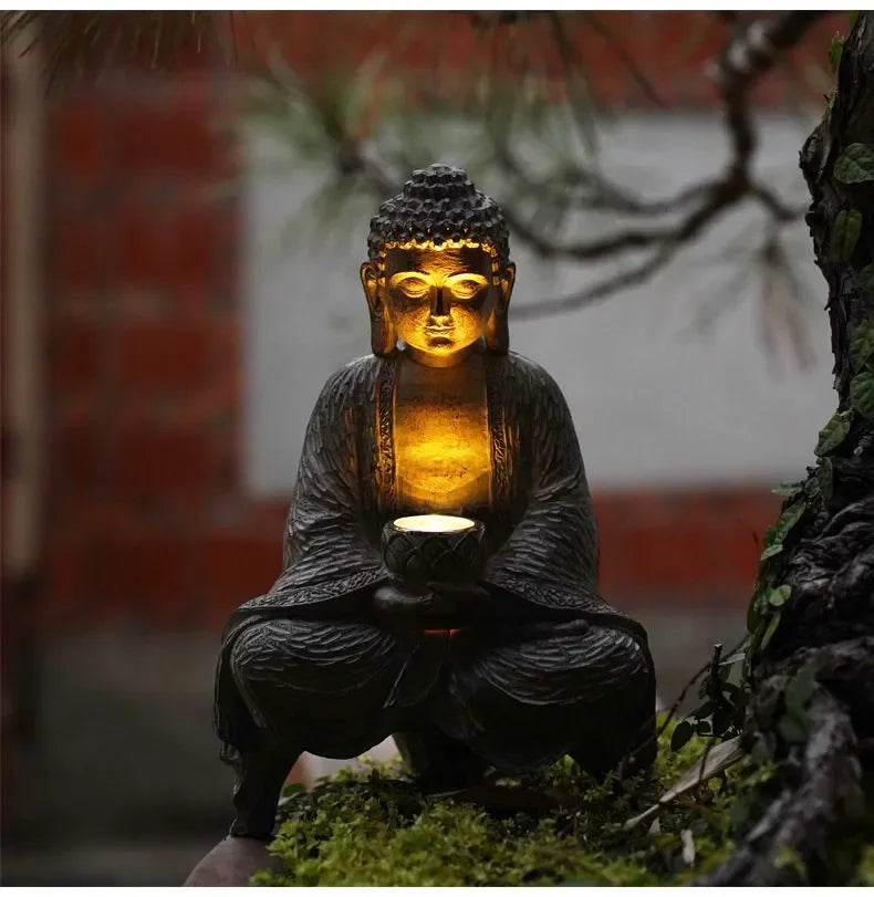 Zen Buddha Solar Statue