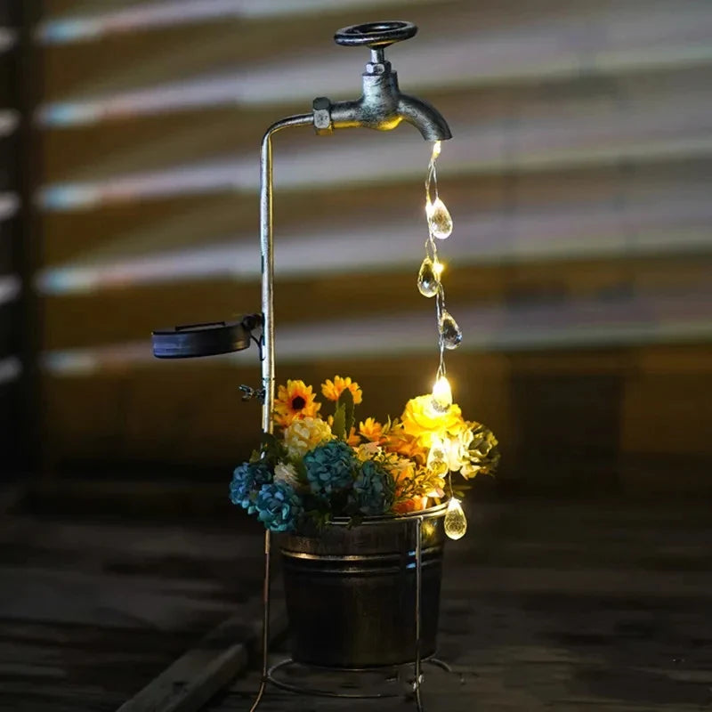 Solar Faucet Dripping Water Light