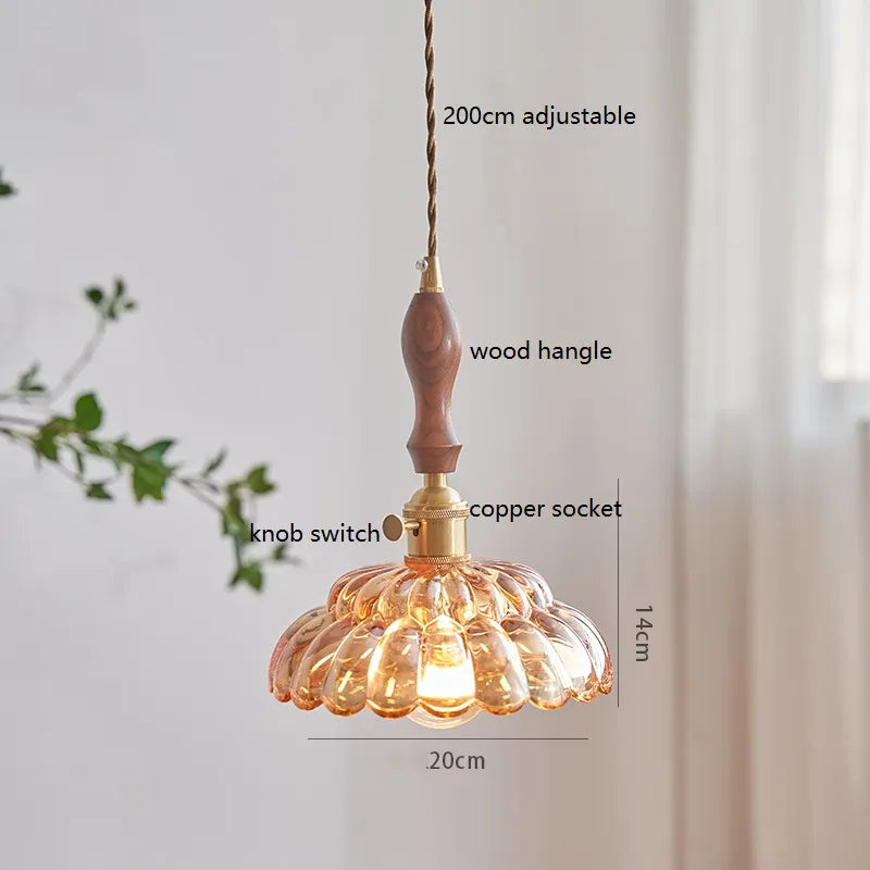 Wooden Handle Pendant Light