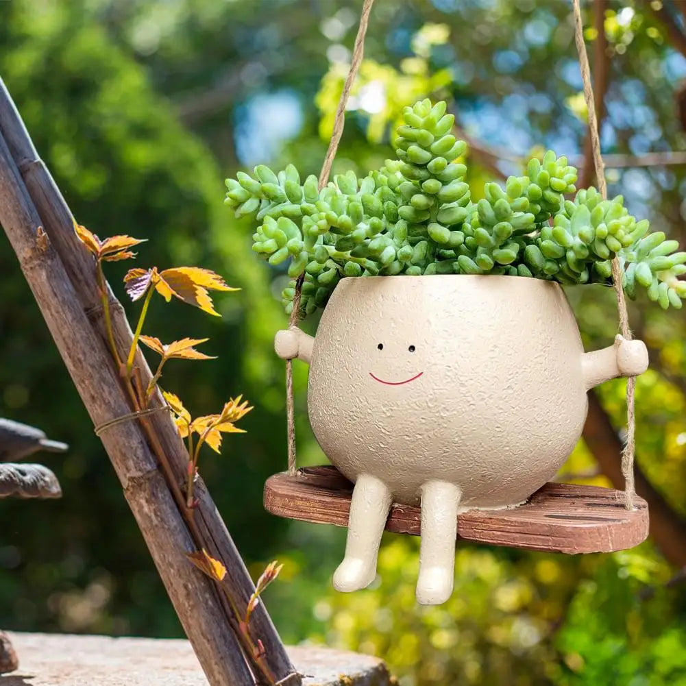 Swing Smiling Face Flower Pot