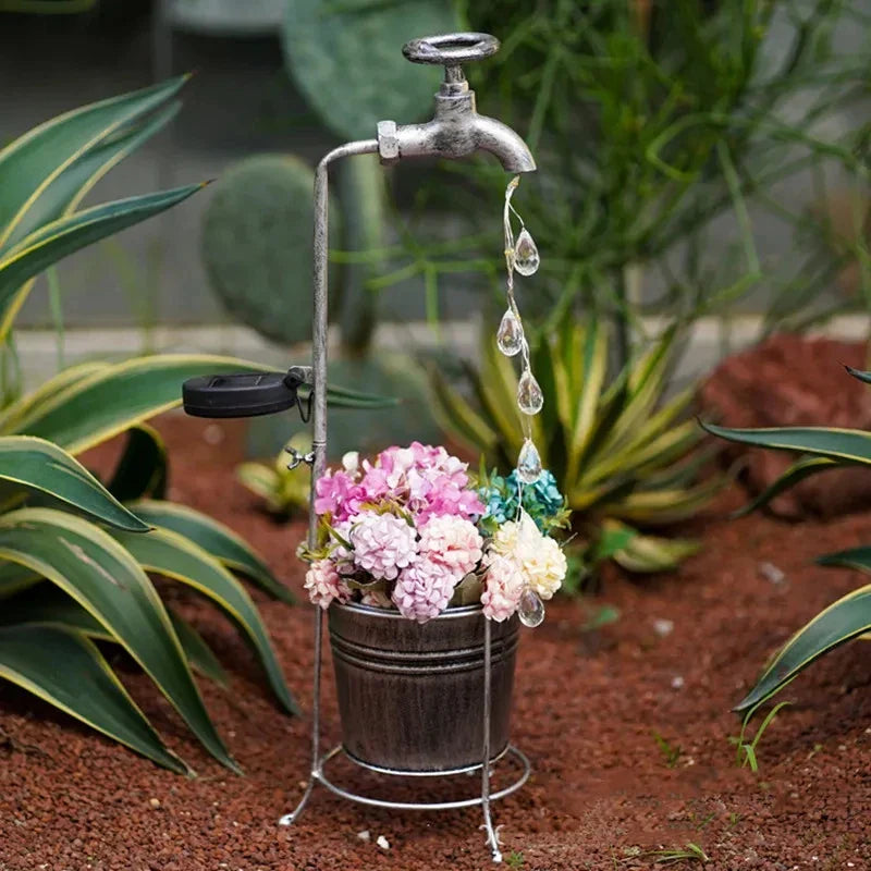 Solar Faucet Dripping Water Light