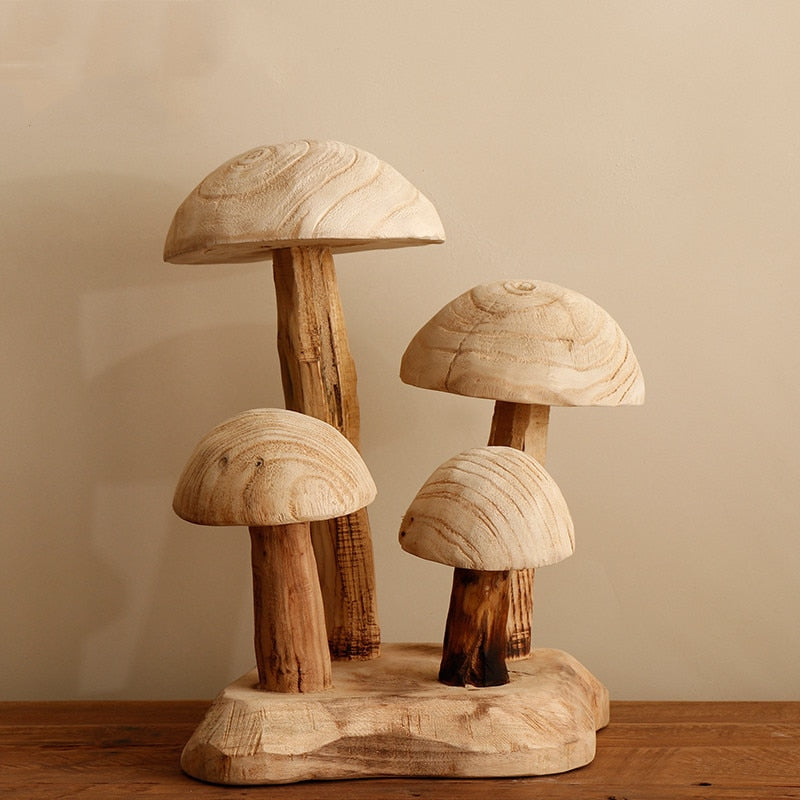 Wooden Mushroom Sculpture