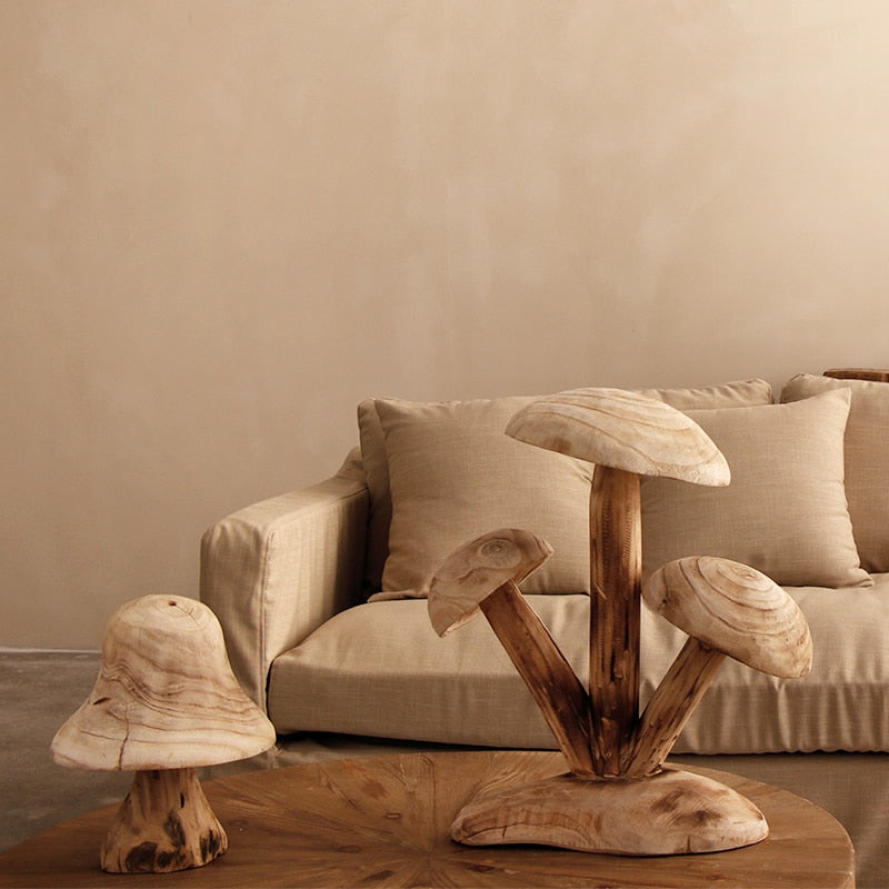 Wooden Mushroom Sculpture