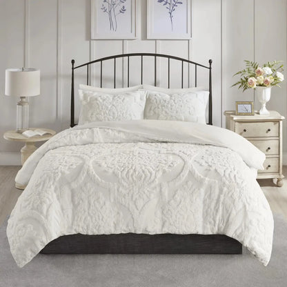 Tufted Cotton 3 Piece Duvet Cover Set