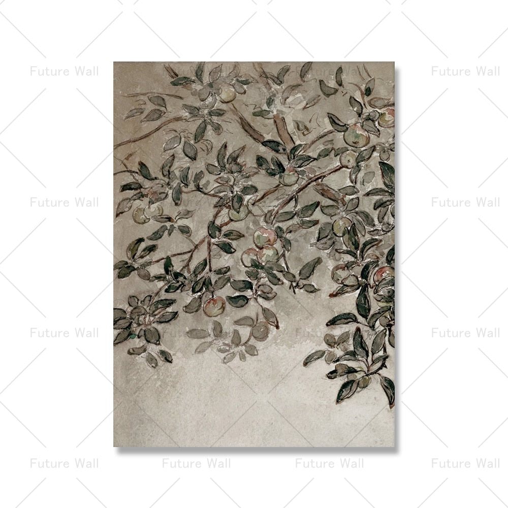 Vintage Apple Tree Branch Canvas Wall Art