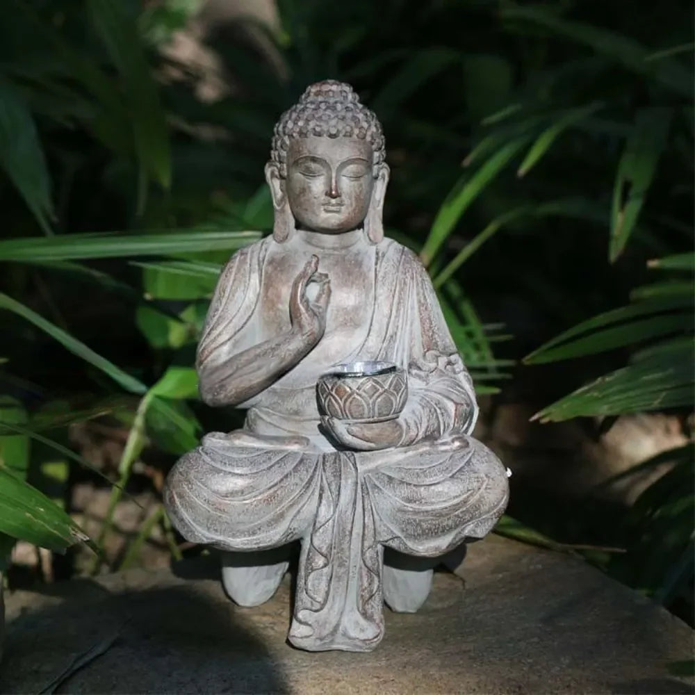 Zen Buddha Solar Statue