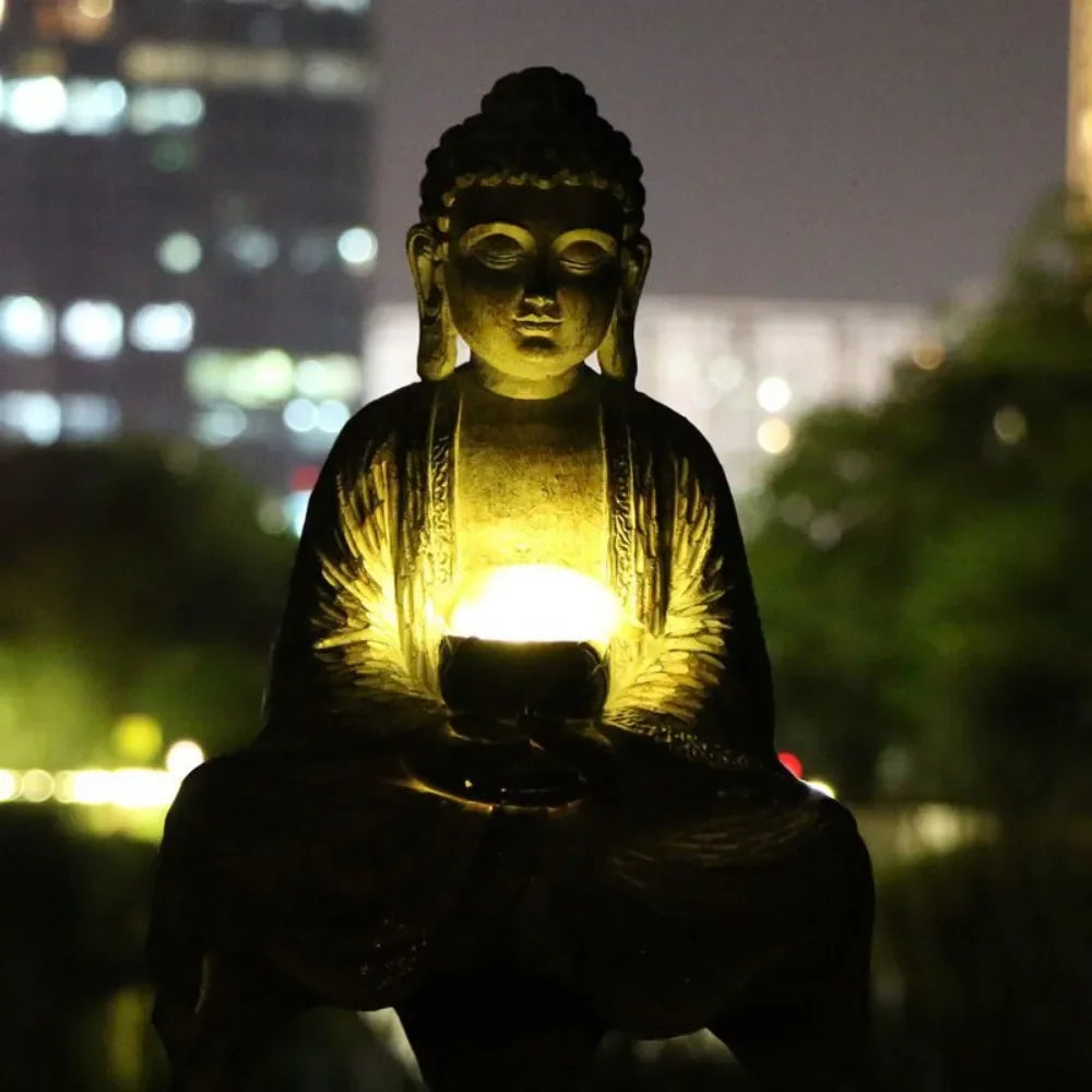 Zen Buddha Solar Statue