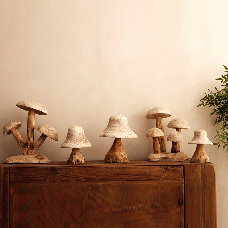 Wooden Mushroom Sculpture